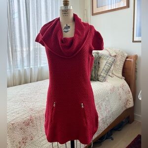 Chelsea and Theodore Red Knit Cowl Neck Jumper Dress- size M